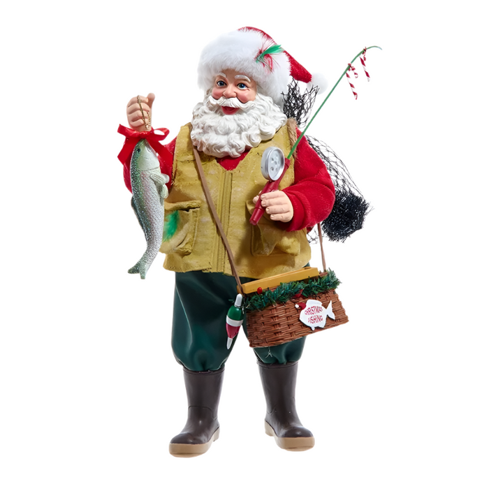 10.5 inch fabriche fisherman santa figurine