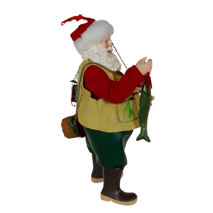 10.5 inch fabriche fisherman santa figurine