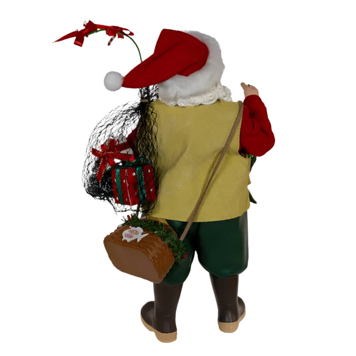 10.5 inch fabriche fisherman santa figurine