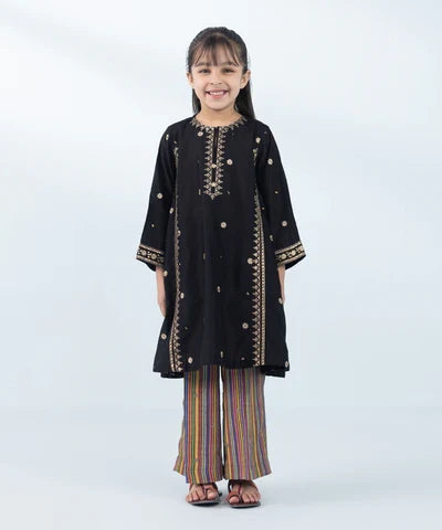 2 Piece - Embroidered Cotton Net Suit
