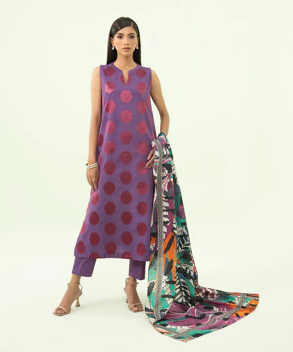 2 Piece - Embroidered Light Khaddar Suit