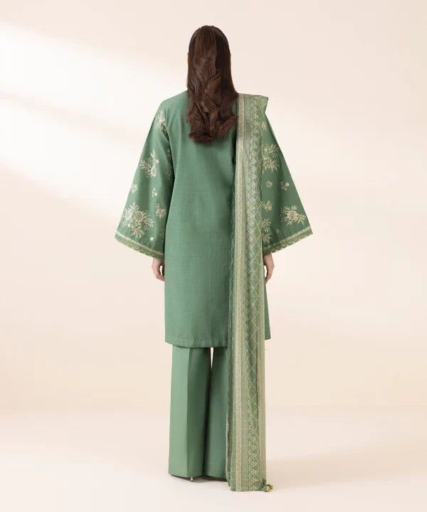 3 Piece - Embroidered Dobby Suit
