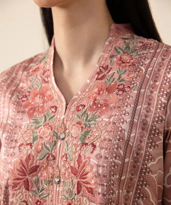 3 Piece - Embroidered Satin Suit