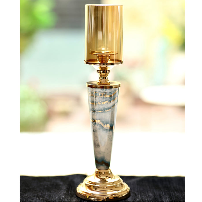 "Aurora" Marble & Gold Tapered Candle Holder