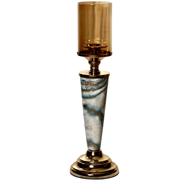 "Aurora" Marble & Gold Tapered Candle Holder