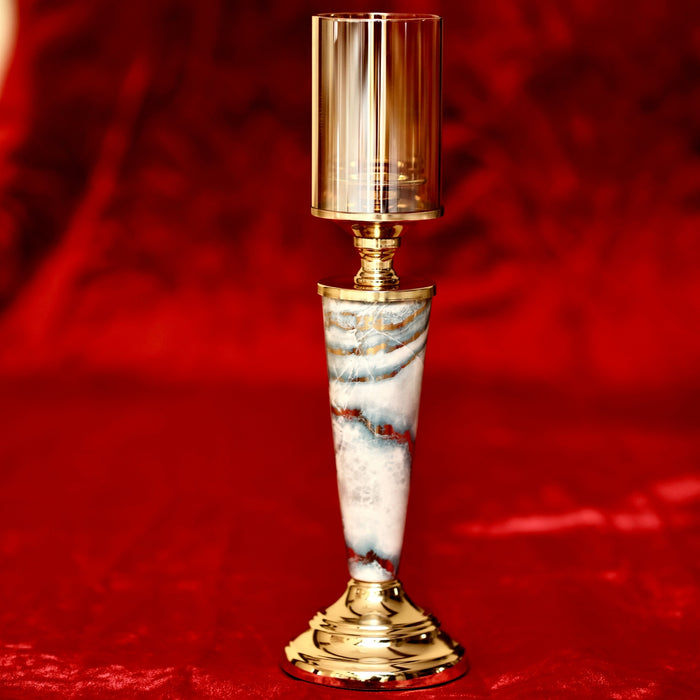 "Aurora" Marble & Gold Tapered Candle Holder