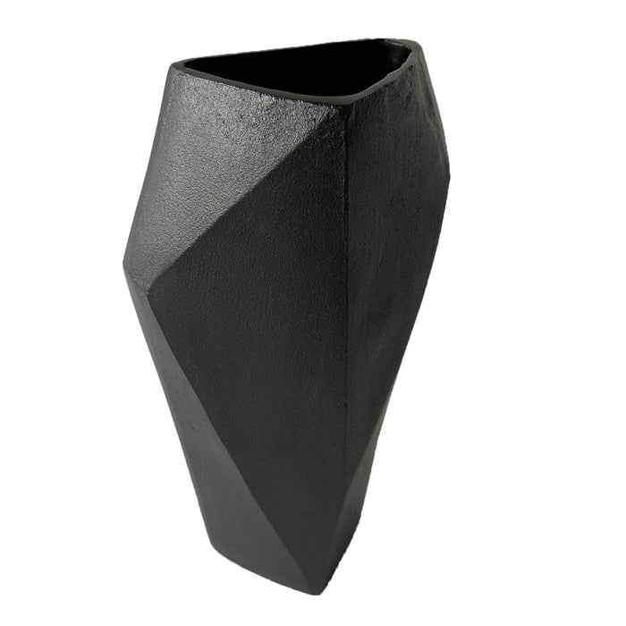Faceted Vase in Charcoal Black Aluminium - 45cm