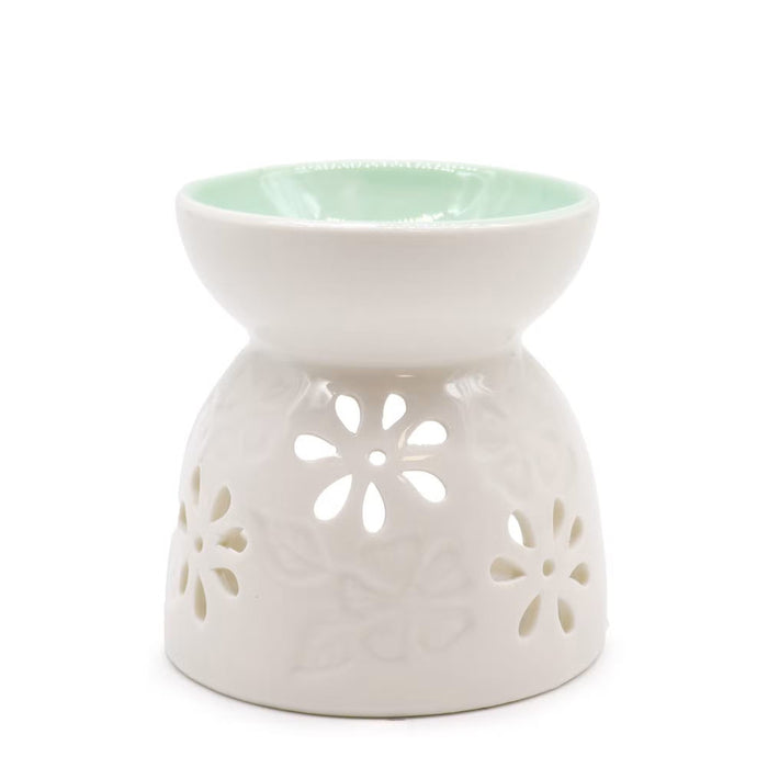 Floral Wax Melt Burner – White - Ettovi Candle Company