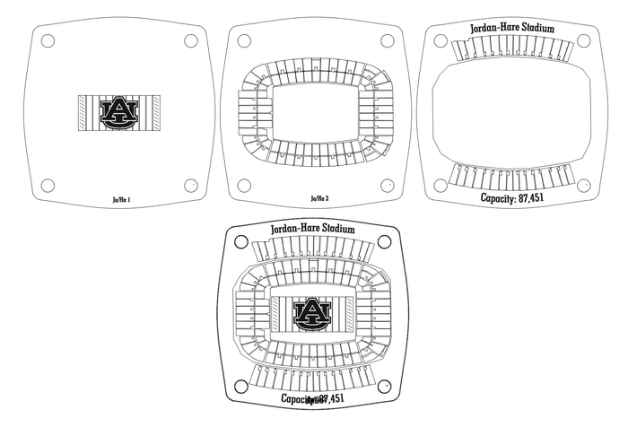 Jordan-Hare Stadium - Auburm Tigers Multi-Layered Stadium Coasters