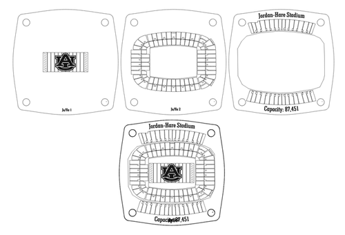 Jordan-Hare Stadium - Auburm Tigers Multi-Layered Stadium Coasters