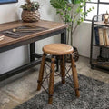 Industrial Solid Wood & Iron Adjustable Stool