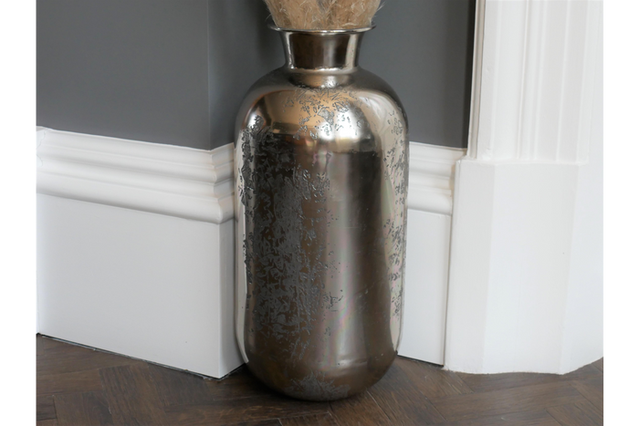 Florence Large Aluminium Vase, Silver Etched