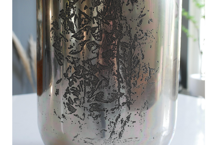 Large Etched Vase in Silver Aluminium - 55cm