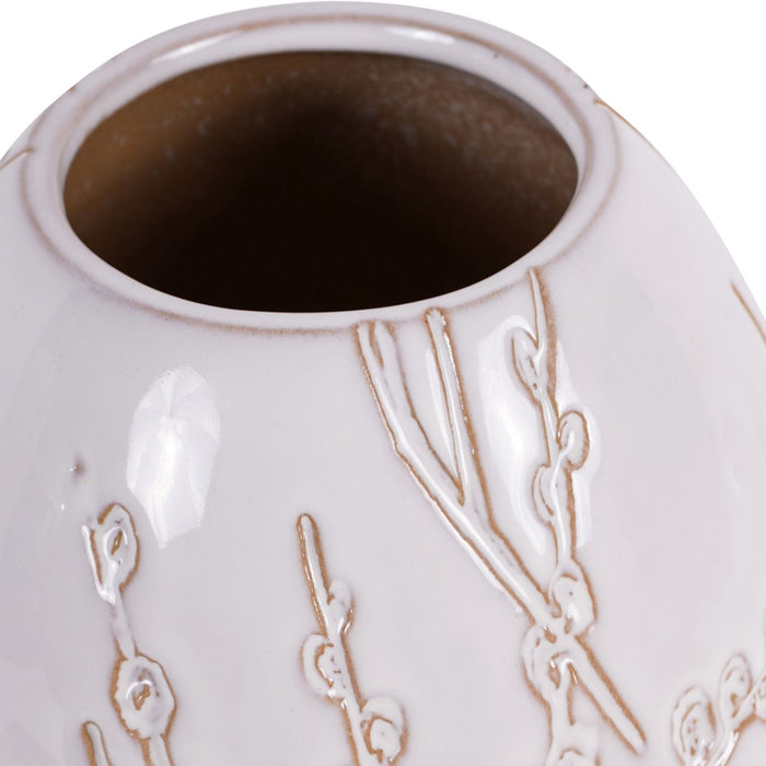 Laura Ashley Pussywillow Stoneware Vase in Antique White - 21cm