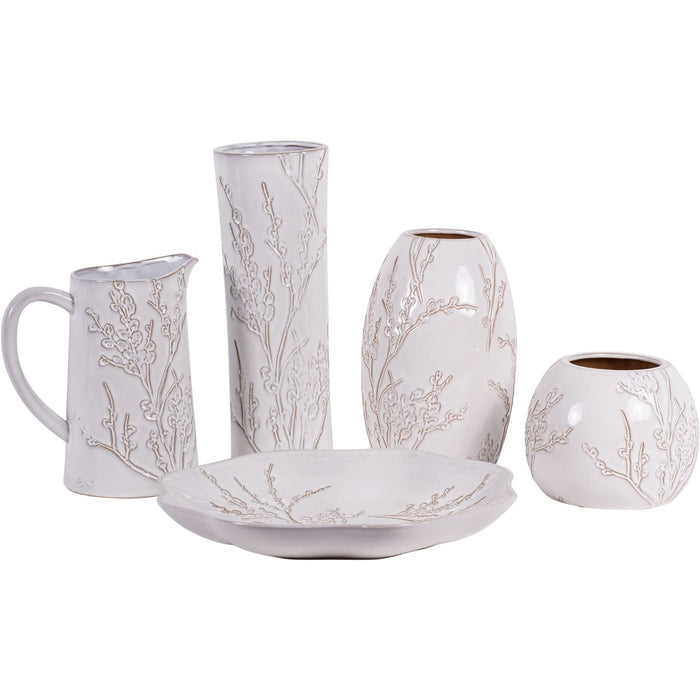 Laura Ashley Pussywillow Stoneware Vase in Antique White - 21cm