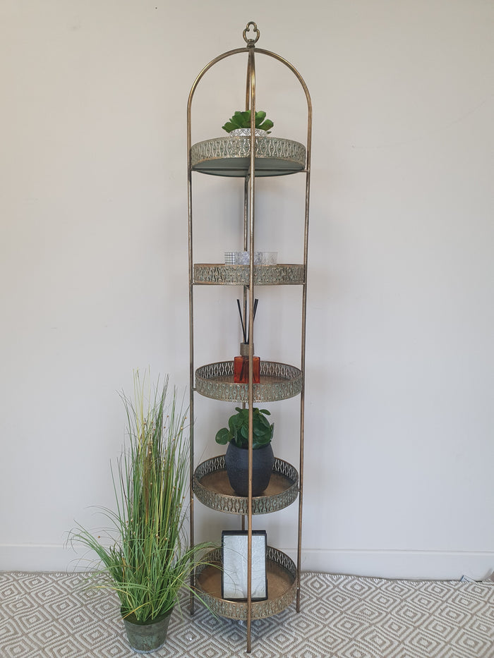 Moroccan-Style Gold & Bronze 5-Tier Shelving Unit