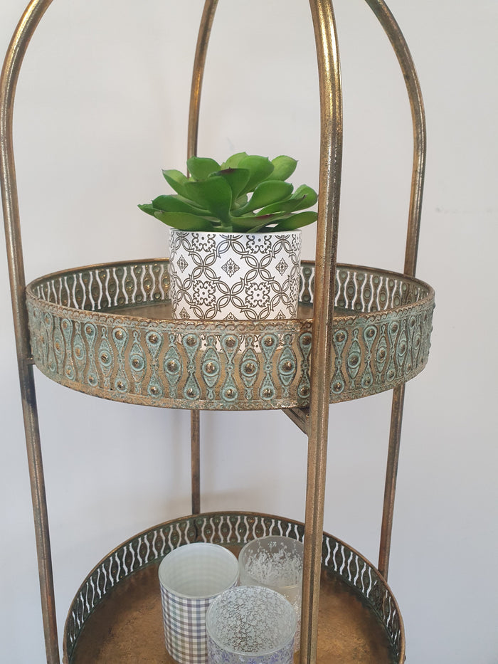 Moroccan-Style Gold & Bronze 5-Tier Shelving Unit