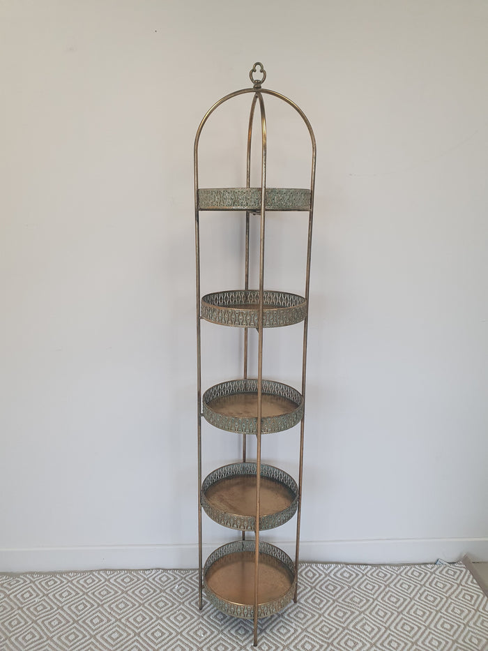 Moroccan-Style Gold & Bronze 5-Tier Shelving Unit
