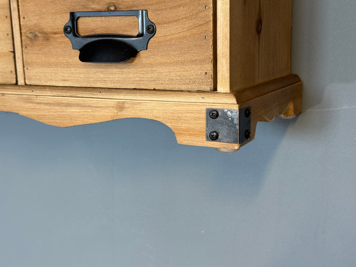 Rustic Farmhouse Style Wooden Wall Shelving with Drawers