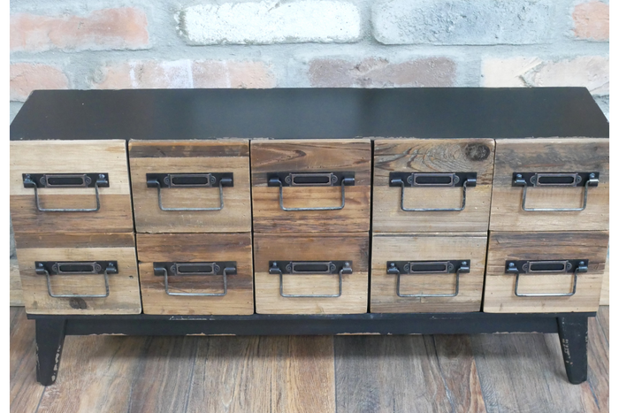 Rustic Industrial Multi-Drawer Storage Unit
