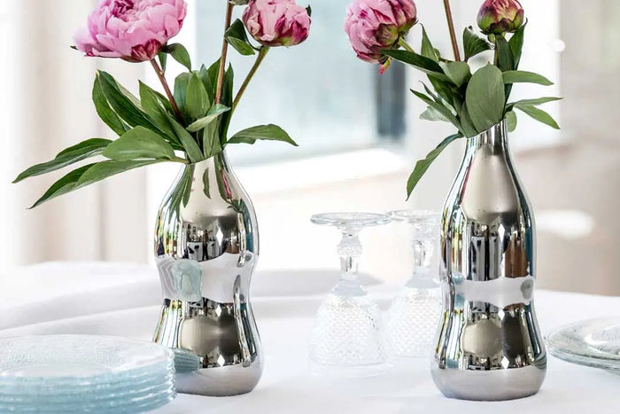Stem  Bud Medium Vase, Cylinder, Silver, Metal