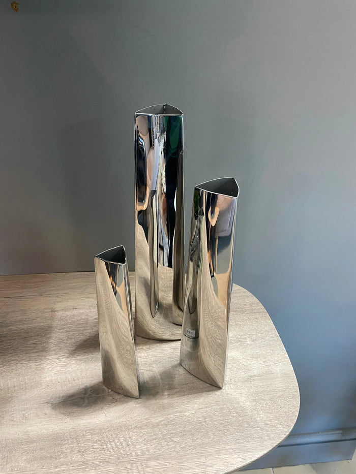 Stem Bud Small Vase, Trinity, Silver, Stainless Steel