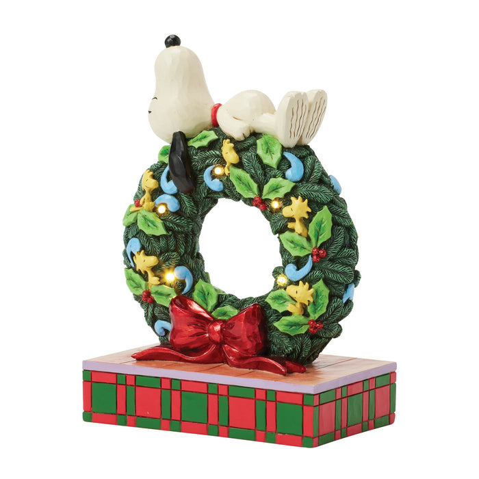 Snoopy Sleeping on LED Wreath