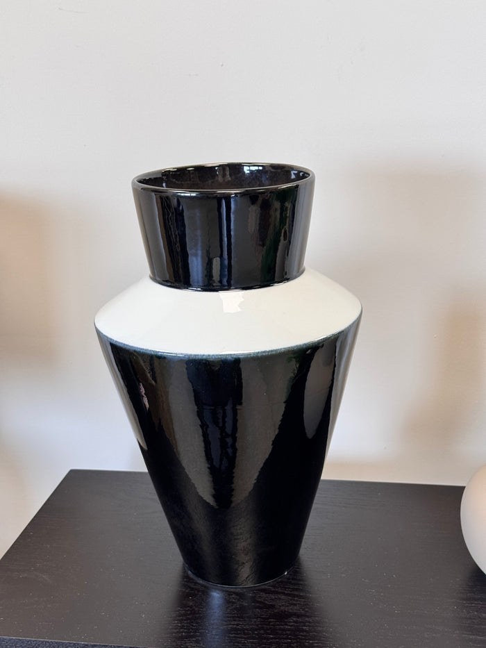 Two-Tone Black & White Ceramic Vase - 35cm