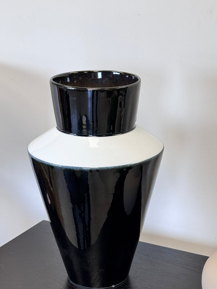 Two-Tone Black & White Ceramic Vase - 35cm