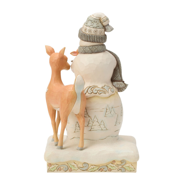 Wdlnd Snowman Holding a Fawn